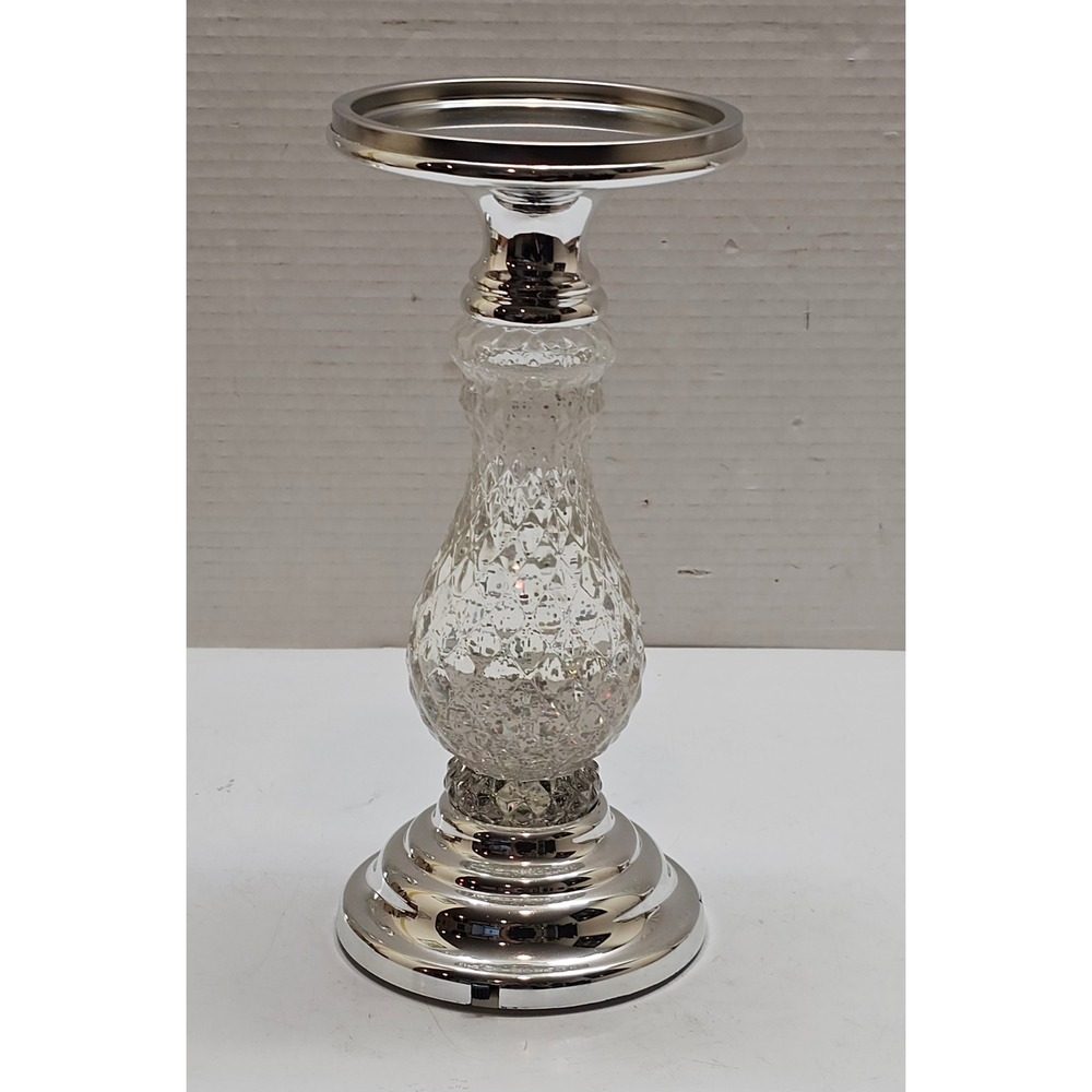 Bath & Body Works Silver Glitter Water Globe Pedestal 3-Wick Candle Holder